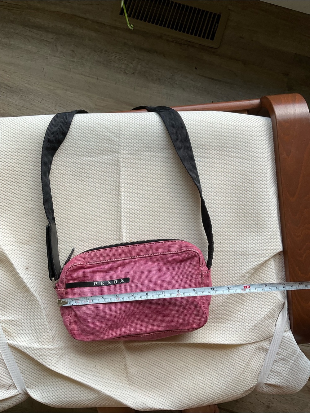 Prada Pink Canvas Shoulder Bag with Black Strap - Picture 7 of 8